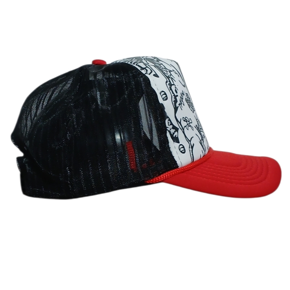 Baby ape character graphics snapback hat Wht/Red. - Picture 4 of 4